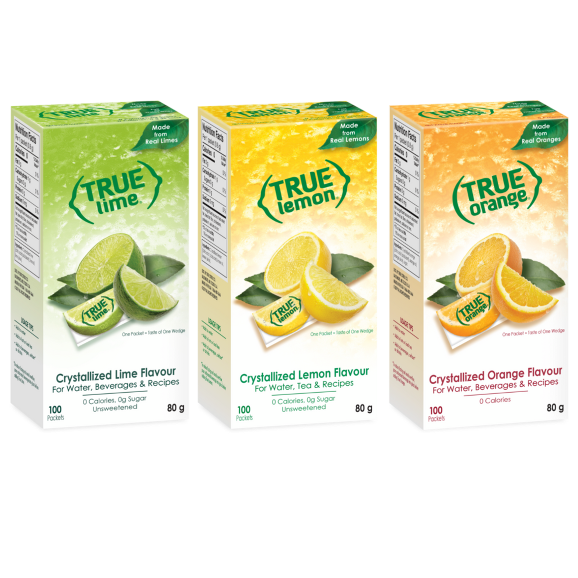 True Lemon, Lime & Orange (1x100ct each flavour)