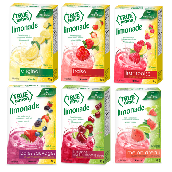 True Lemon Variety Pack - Original, Strawberry, Wildberry, Watermelon, Black Cherry, Raspberry (1 x 10ct Each Flavour)