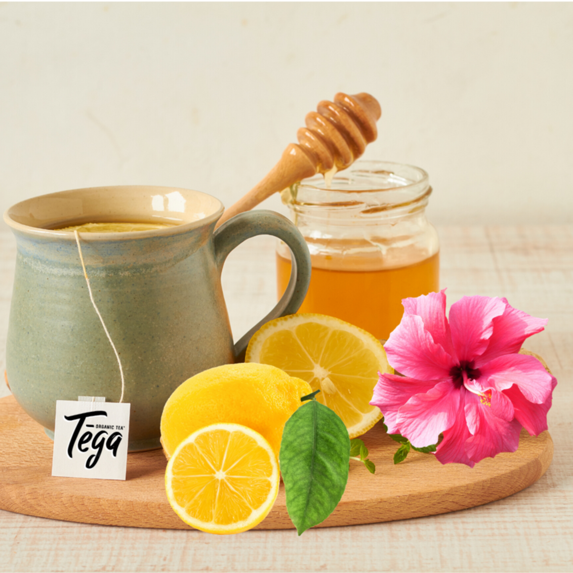 Tega Organic Tea - Lemon Hibiscus Herbal Tea, 16 Count