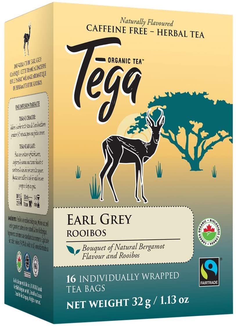 Tega Organic Tea - Earl Grey Rooibos Herbal Tea, 16 Count