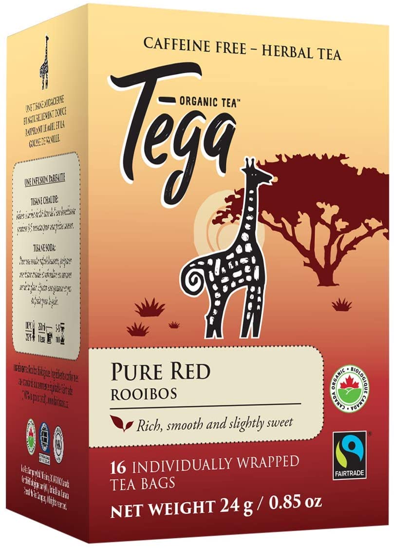 Tega Organic Tea - Pure Red Rooibos Herbal Tea, 16 Count